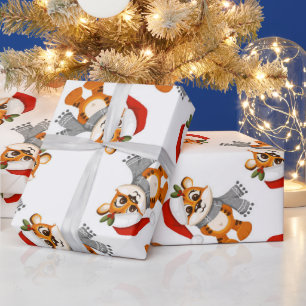 Papier Cadeau Noël Racoon Père Noël