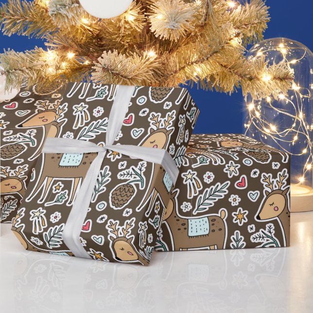 Papier Cadeau Noël Reindeer Motif de vacances (Vacances)