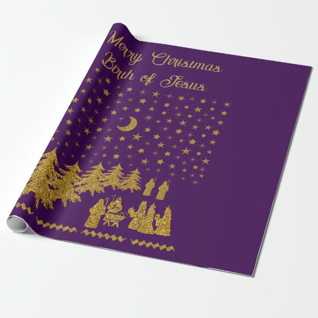 Papier Cadeau Noël religieux, Naissance de Jésus (Déroulé)