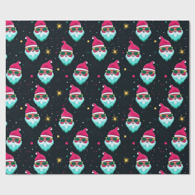 Papier Cadeau Noël Retro Pink Super Père Noël (Plat)