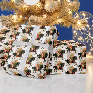 Papier Cadeau Noël rétro vintage cheval garçon