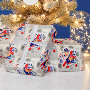 Papier Cadeau Noël rétro Vintage couple fête wrap