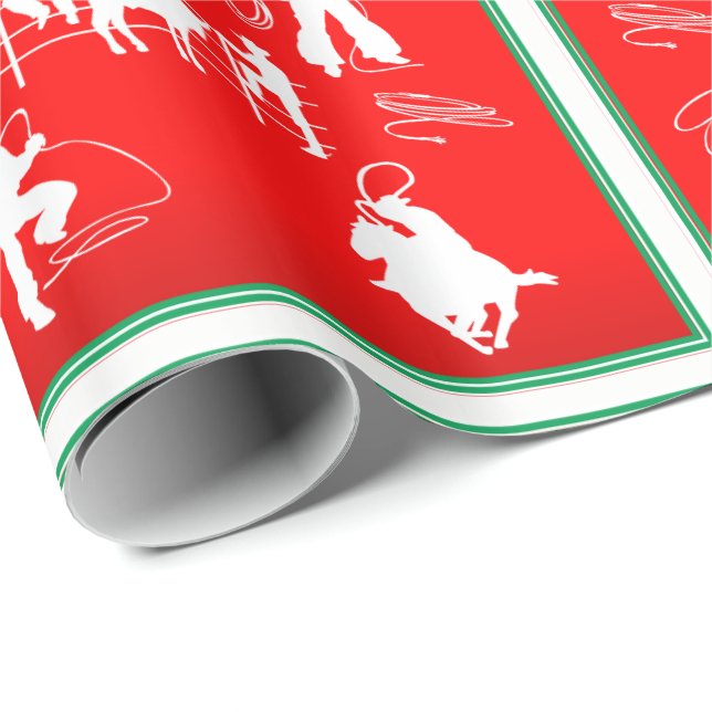 Papier Cadeau Noël Roping de rodéo de cow-girl occidentale de (Coin rond)