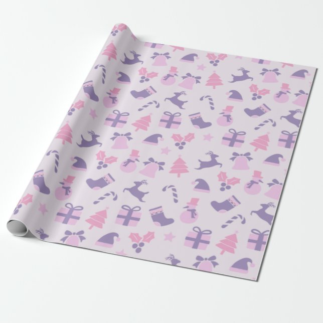 Papier Cadeau Noël rose (Déroulé)
