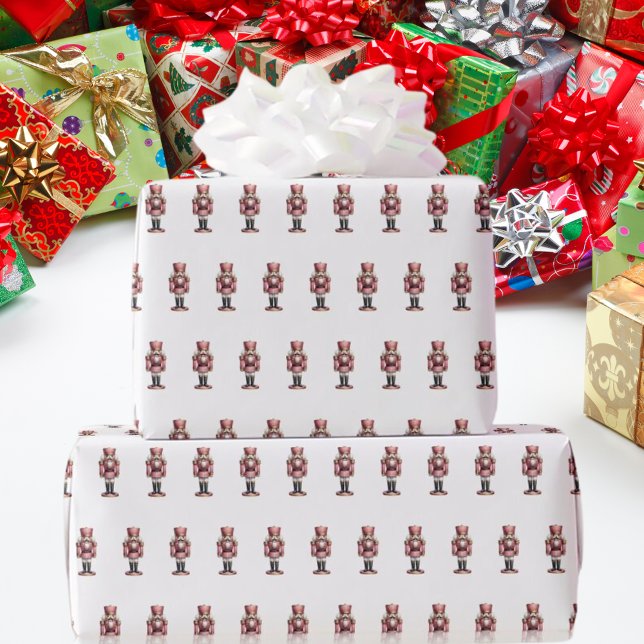 Papier Cadeau Noël rose blanc noisette (Créateur téléchargé)