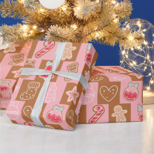 Papier Cadeau Noël rose et Brown et moderne
