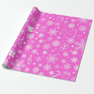 Papier Cadeau Noël Rose Magenta Motif de vacances