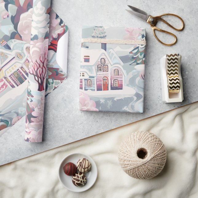 Papier Cadeau Noël rose vintage (Artisanat)