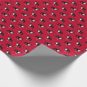 Papier Cadeau Noël rouge chien de Boston Terrier