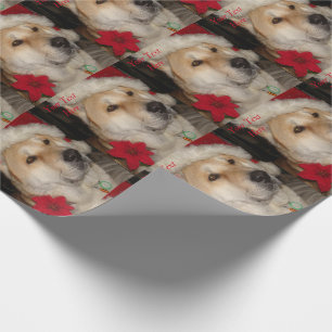 Papier Cadeau Noël rouge de pointsettia de casquette de père