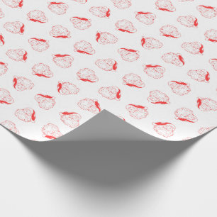 Papier Cadeau Noël rouge et blanc du père noël gai