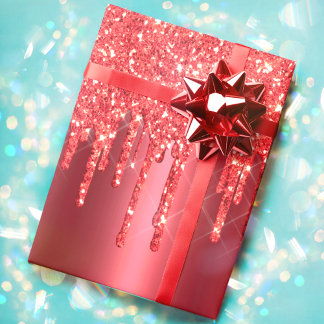 Papier Cadeau Noël Rouge Parties scintillant de séchage en métal