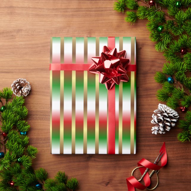 Papier Cadeau Noël Rouge Vert Blanc Et Or (Cadeau de vacances)