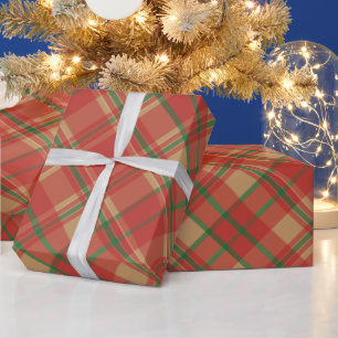 Papier Cadeau Noël rouge vert et doré