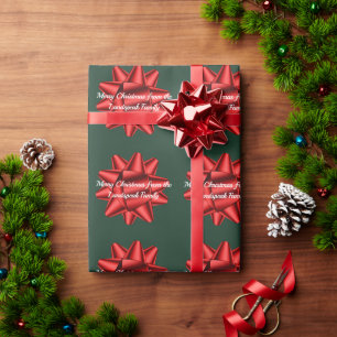 Papier Cadeau Noël Rubans Rouges Personnalisés Nom de Famille su