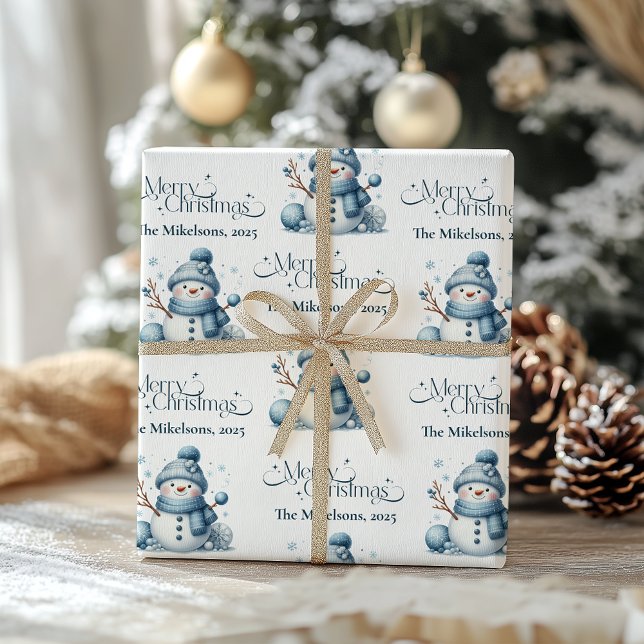 Papier Cadeau Noël rustique bleu cosy (Créateur téléchargé)