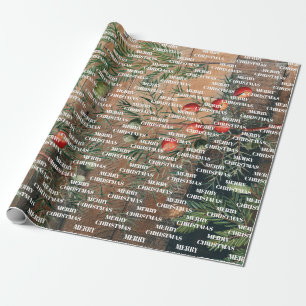 Papier Cadeau Noël Rustique Bois Joyeux Noël