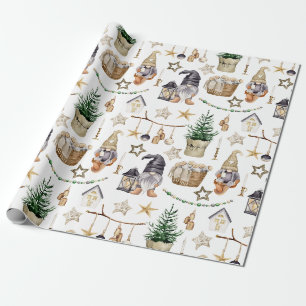 Papier Cadeau Noël rustique Gnomes, Décorations