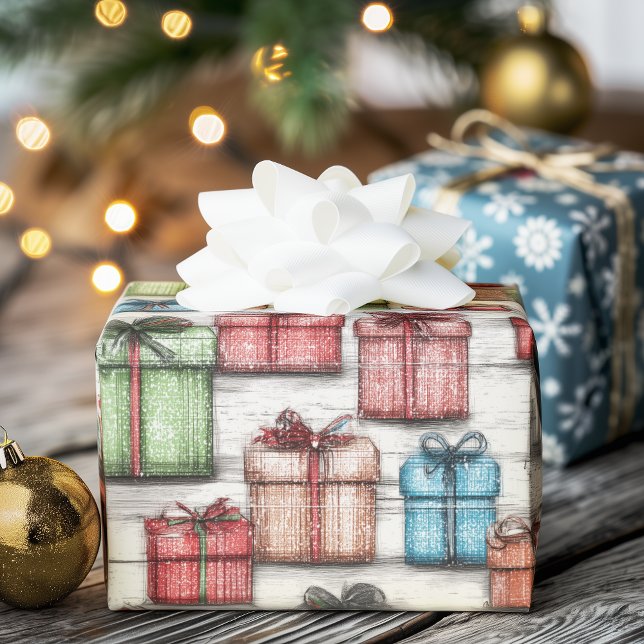 Papier Cadeau Noël rustique présente (Créateur téléchargé)