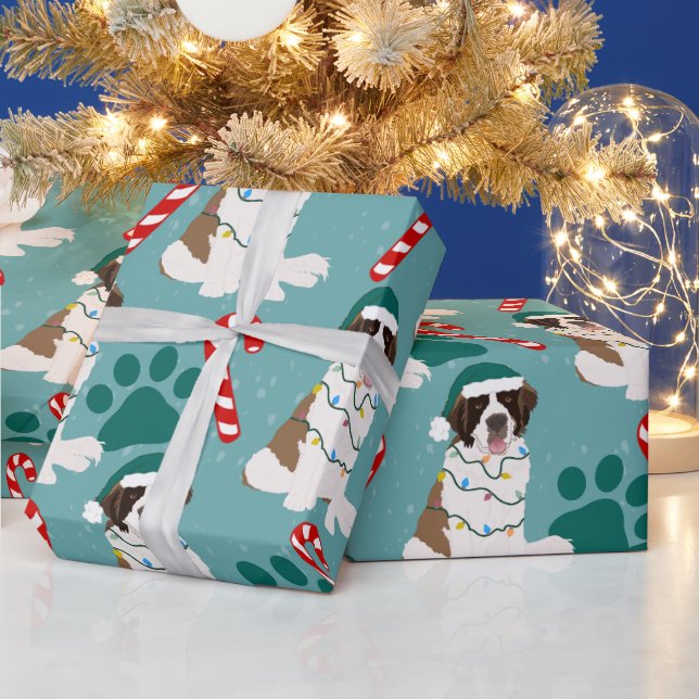 Papier Cadeau Noël Saint Bernard (Vacances)