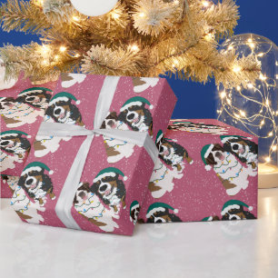 Papier Cadeau Noël Saint Bernard et Bernese Mountain Dog