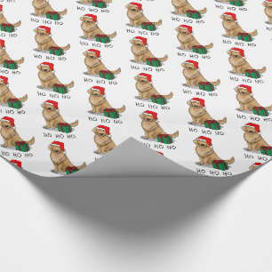 Papier Cadeau Noël Santa Claus Golden Retriever Chien mignonne