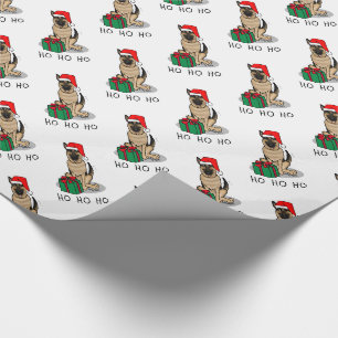 Papier Cadeau Noël Santa Hat Allemand Berger Chien mignonne
