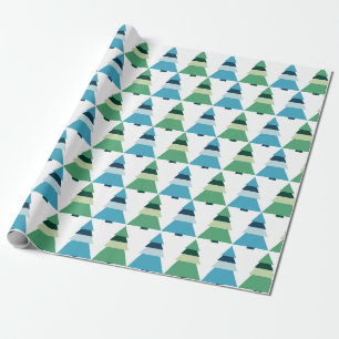 Papier Cadeau Noël Sapins Bleus et Verts