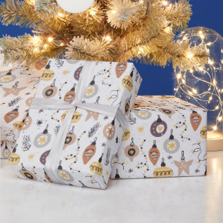 Papier Cadeau Noël scandinave pastel suédois blanc