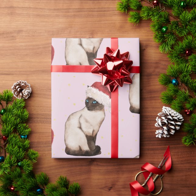 Papier Cadeau Noël Siamese Chat Motif pourpre (Cadeau de vacances)
