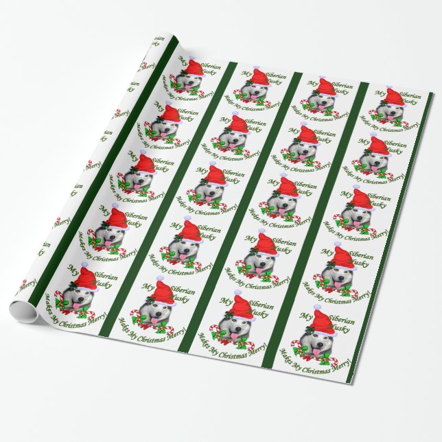 Papier Cadeau Noël sibérien Husky (Déroulé)
