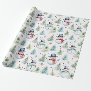 Papier Cadeau Noël Snowmen sans fil Motif
