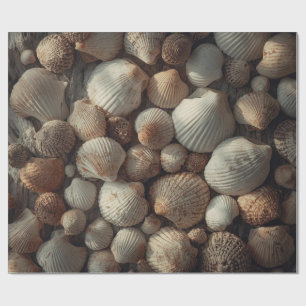 Papier Cadeau Noël sur la plage aux coquillages vintage