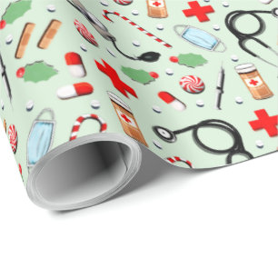 Papier Cadeau Noël sur le thème médical