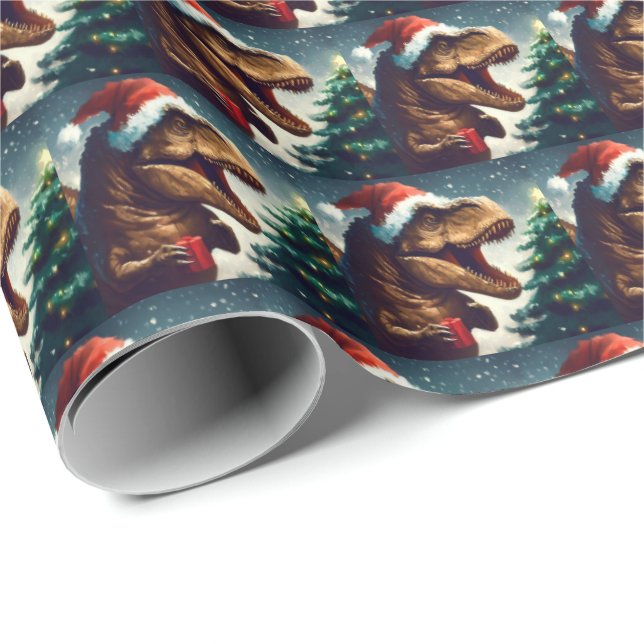 Papier Cadeau Noël T-Rex 1 (Coin rond)