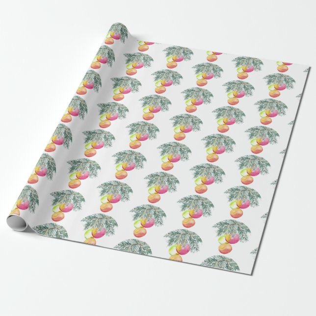 Papier Cadeau Noël unique aquarelle Magenta (Déroulé)