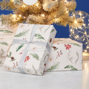 Papier Cadeau Noël Vacances Élégant Boho Botanique Nature