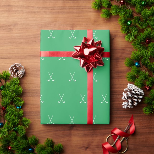 Papier Cadeau Noël vacances golf clubs motif vert (Cadeau de vacances)