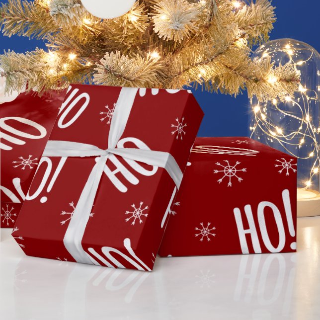 Papier Cadeau Noël Vacances Ho Ho Rouge Blanc Papier à enveloppe (Vacances)