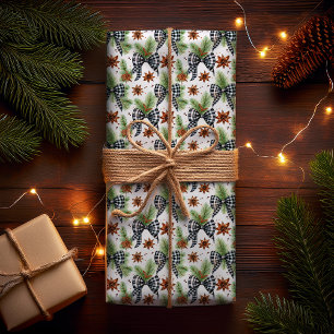 Papier Cadeau Noël Vacances Noir Blanc En vichy Vérifier Basses