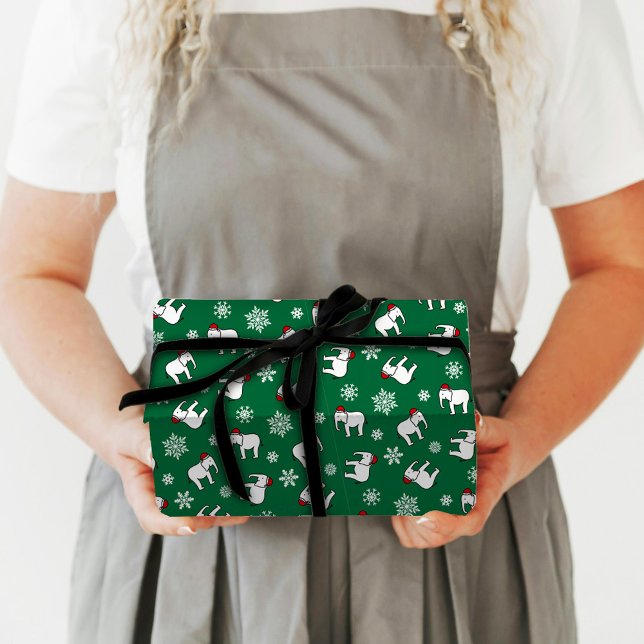 Papier Cadeau Noël (Vert) Eléphant Blanc (Créateur téléchargé)