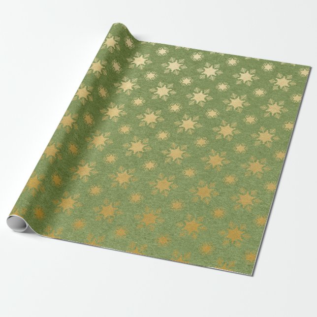 Papier Cadeau Noël vert et doré (Déroulé)