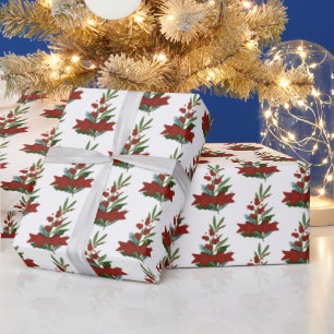 Papier Cadeau Noël vert et Motif de la Bow rouge