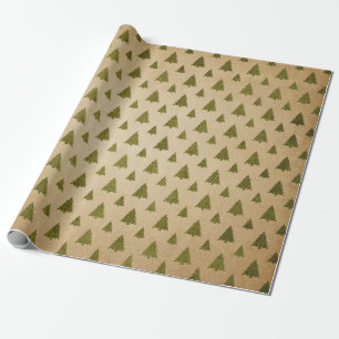 Papier Cadeau Noël vert et rétro Kraft