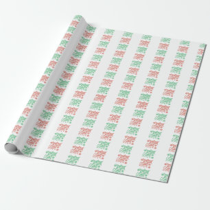 Papier Cadeau Noël Vichy à feuilles de houx blanches