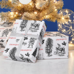 Papier Cadeau Noël victorien Vintage avec Père Noël Tis