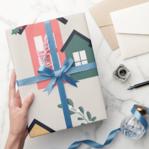 Papier Cadeau Noël Village mignonne Festive Vacances