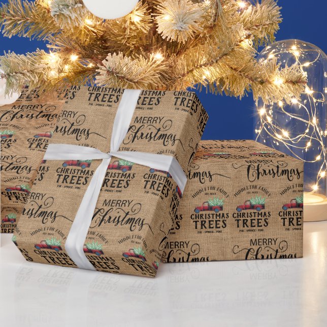 Papier Cadeau Noël vintage - Camion rouge (Vacances)