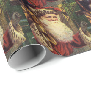 Papier Cadeau Noël vintage de Père Noël de fête