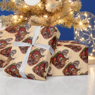 Papier Cadeau Noël Vintage, Jouets de tuyaux du Père Noël victor